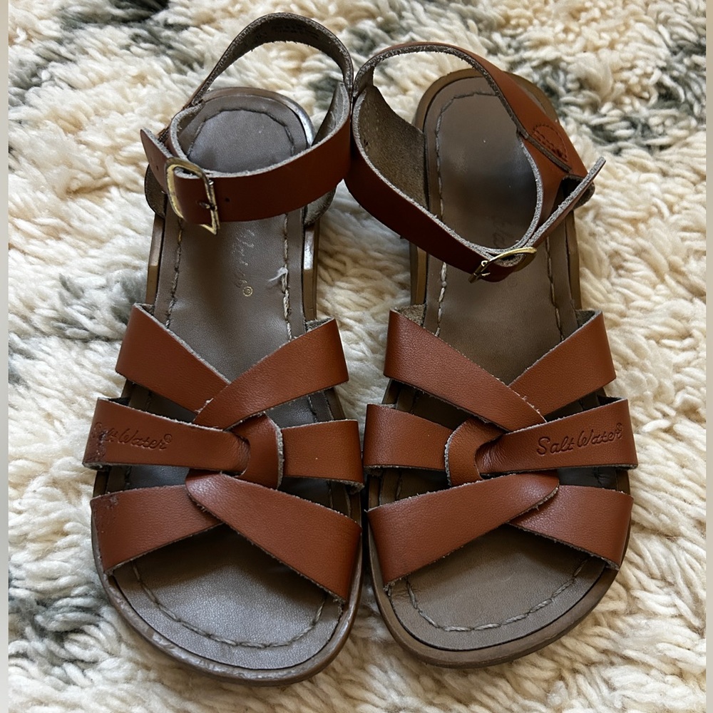 Salt Water Brown Leather Sandals